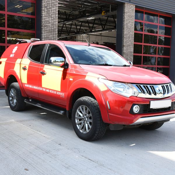 crew carrier in front of Wyre Forest fire station