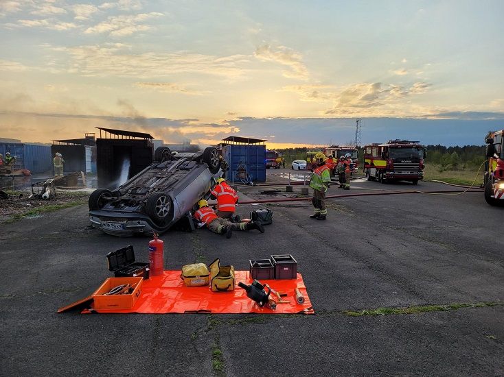 Challenging firefighting exercise takes place at Defford Airfield training facility