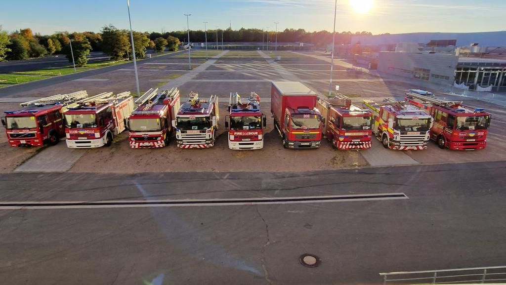 Vehicle line up for Ukraine convoy.