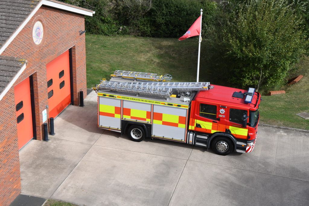 Fire station and engine taken from above