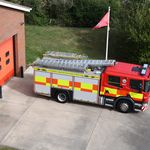 Fire station and engine taken from above