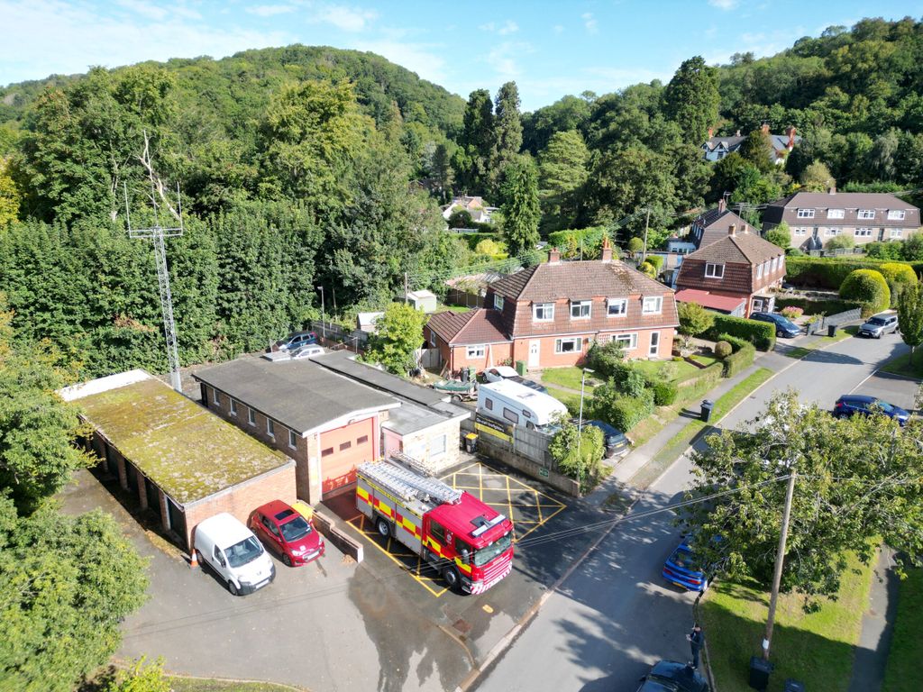 Fire station taken from high above showing position in countryside