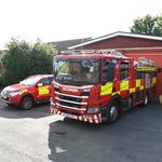 Two fore vehicles in front of Bromyard fire station